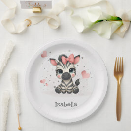 Prato De Papel Zebra de desenho animado adorável