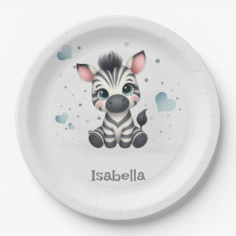 Prato De Papel Zebra de desenho animado simples e fofo