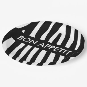 Prato De Papel Zebra listra padrão preto & branco + suas ideias