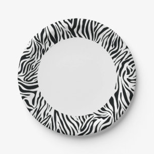 Prato De Papel Zebra Preta E Branca