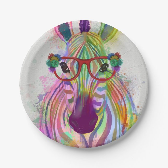 Prato De Papel Zebra Rainbow Splash (Frente)