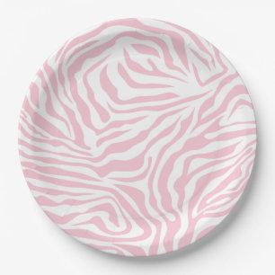 Prato De Papel Zebra Rosa Raspando Animais Selvagens Impressão P