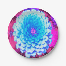 Prato De Papel Zinnia Azul bonito no Jardim de Verão Roxo