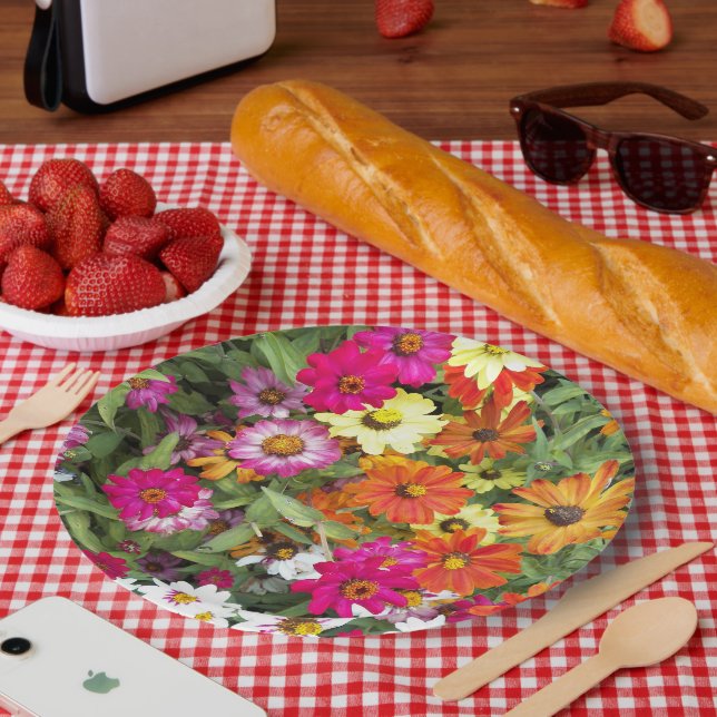 Prato De Papel Zinnia Flower Garden Floral (Piquenique)