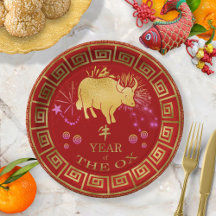 Zodiac Ox Red/Dourado ID542 chinês