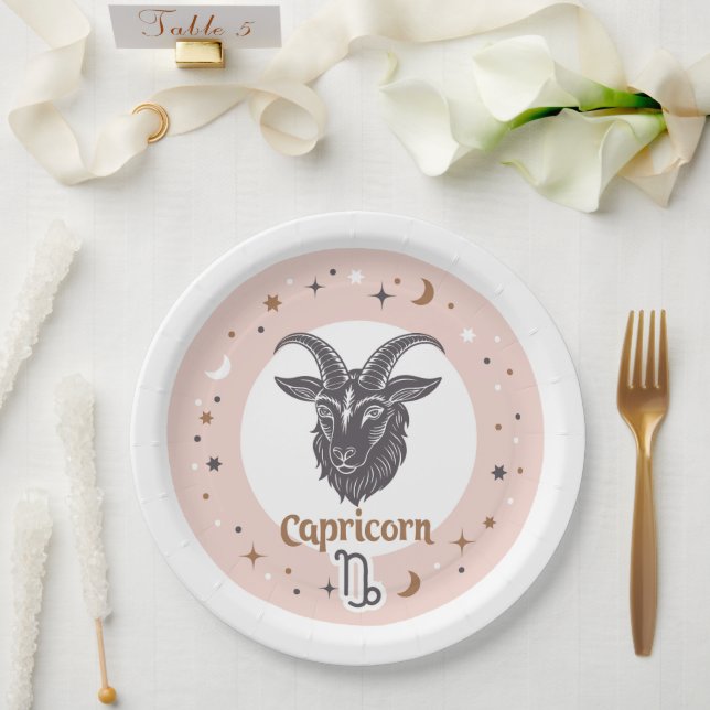 Prato De Papel Zodiac - Sinal Capricórnio (Casamento)