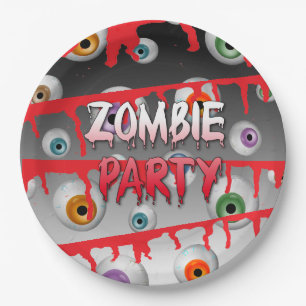 Prato De Papel Zombie Eyebolas Apocalypse Festa de Halloween
