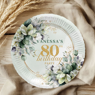 Pratos Boho Botânico Verde Branco de 80 Anos