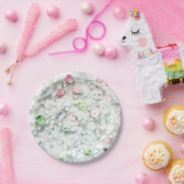 Pratos Brancos de Festa de Slime Brilhante