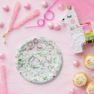 Pratos Brancos de Festa de Slime Brilhante
