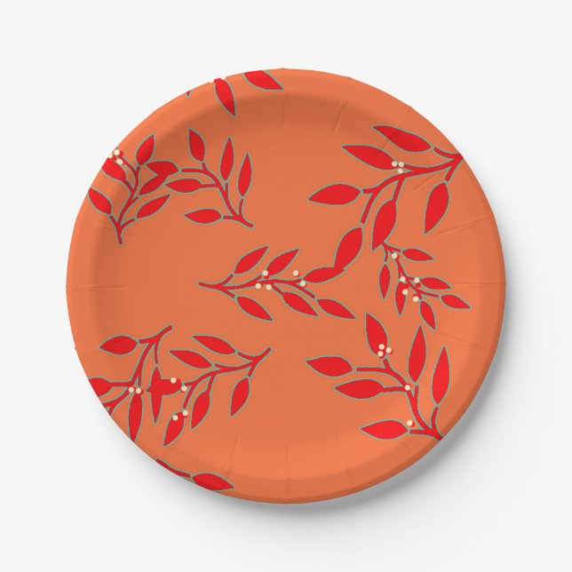 Pratos com Berries e Folhas em Laranja (Frente)
