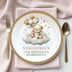 Pratos de aniversário de 3 anos Teddy Bear Gold Iv
