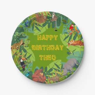 Pratos de Aniversário de Animais da Selva da Flore