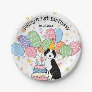 Pratos de aniversário de Aussiedoododle Branca Neg