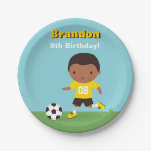 Pratos de Aniversário de Futebol para Menino Afro-