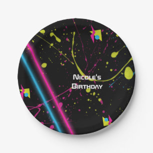 Pratos de Aniversário Divertido com Pintura Raspad