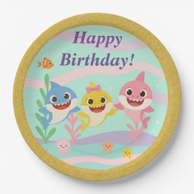 Pratos de Aniversário do Baby Shark (Frente)