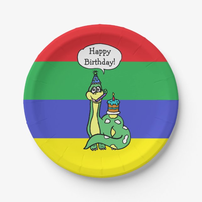 Pratos de Aniversário Temáticos de Dinossauro (Frente)