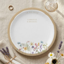 Pratos de casamento de flores silvestres em aquare