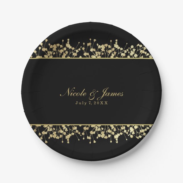 Pratos de casamento florais com Respiração de Bebê (Frente)