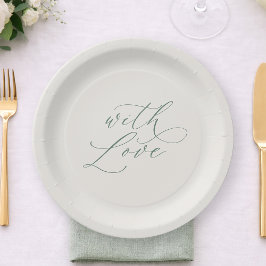 Pratos de Casamento Verde Sage Com Amor