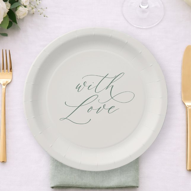 Pratos de Casamento Verde Sage Com Amor (Criador carregado)