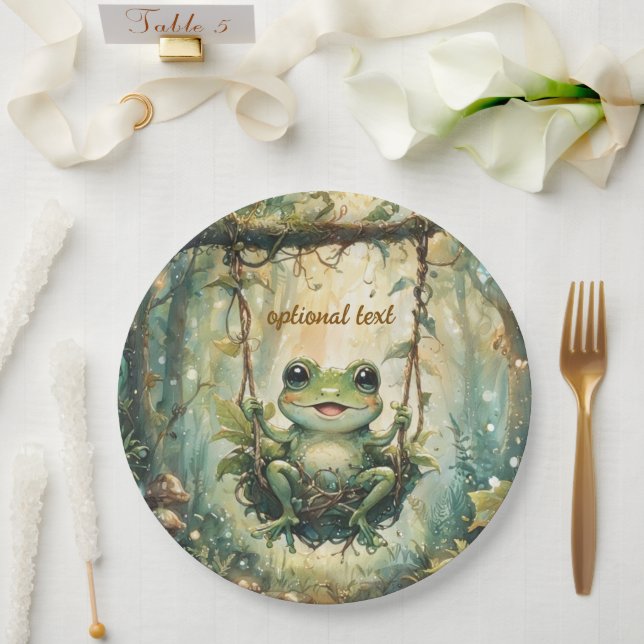Pratos de Chá de Bebê do Sapo Verde Fofo (Casamento)