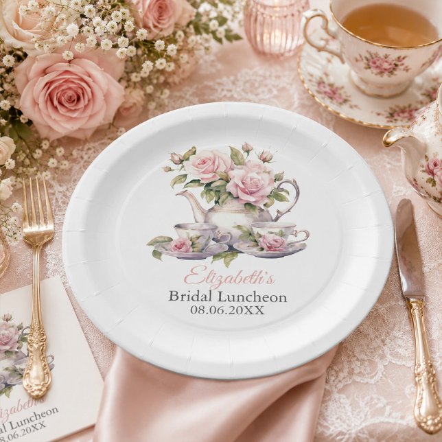 Pratos de Chá de Festa de Noivado Rosa Bege (Blush Pink Bridal Luncheon Tea Party Plates)