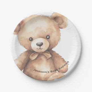 Pratos de Churrasco de Urso em Aquarela para Bebê