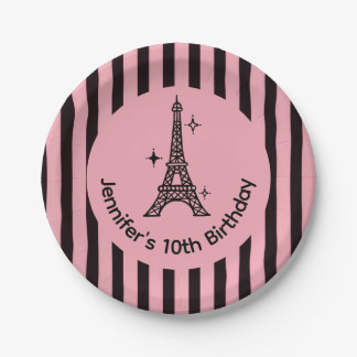 Pratos de festa da Torre Eiffel de Paris Rosa