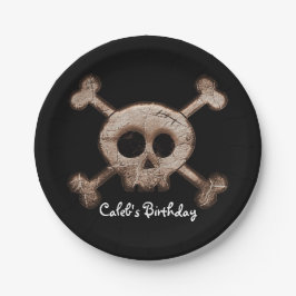 Pratos de festa de aniversário Caveira e Ossos Ang