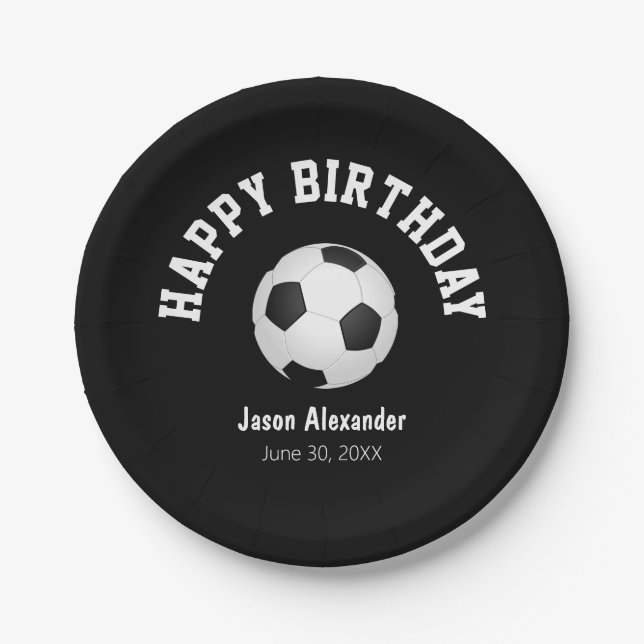 Pratos de festa de aniversário com tema de futebol (Frente)
