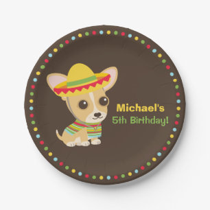 Pratos de festa de aniversário da Chihuahua Mexica