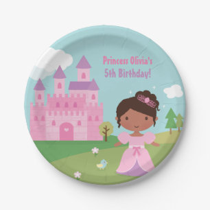 Pratos de festa de aniversário de Princesa Afro-Am