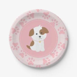 Pratos de festa de aniversário do cachorrinho rosa