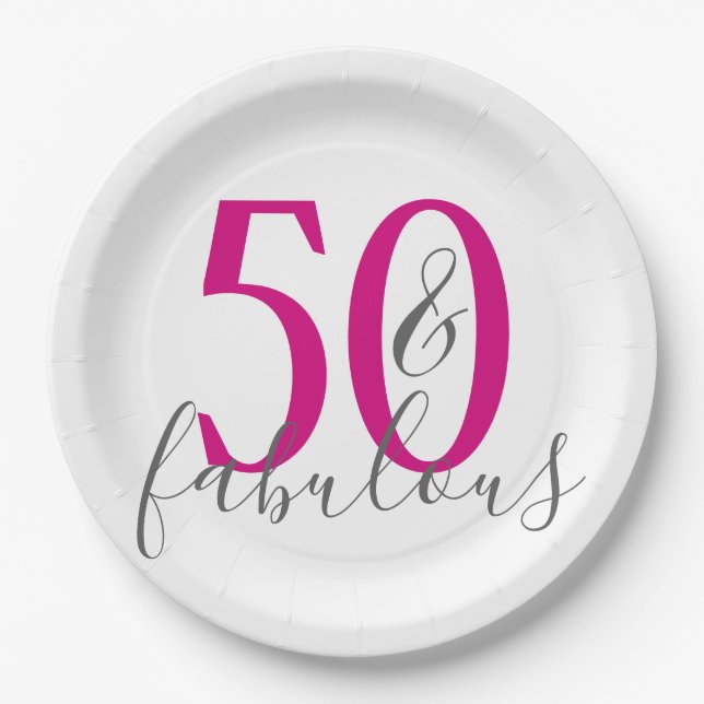 Pratos de festa de aniversário modernos 50 e fabul (Frente)
