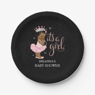 Pratos de festa de bebê princesa É uma menina étni