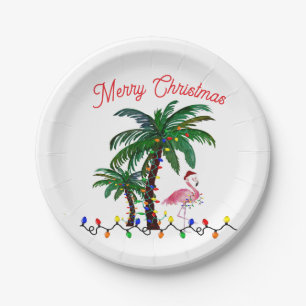 Pratos de festa de Natal de flamingo