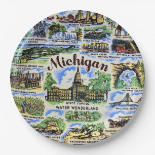 Pratos de festa de pontos turísticos de Michigan