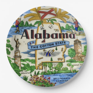 Pratos de festa de pontos turísticos do Alabama