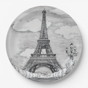 Pratos de festa esplêndidos da Torre Eiffel