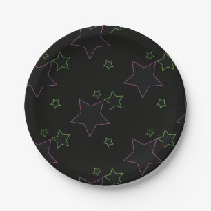 Pratos de festa estrelas brilho néon