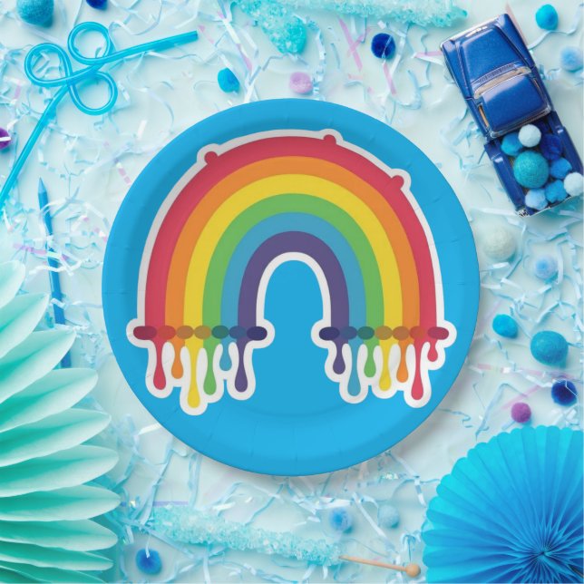 pratos de festa gay com gotejamento de arco-íris d (Festa)