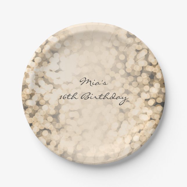 Pratos de festa Glam Sparkling Dourado Champanhe (Frente)