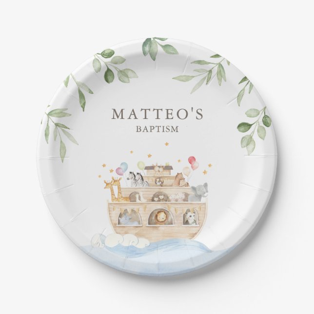 Pratos de festa personalizados da Arca de Noé (Frente)