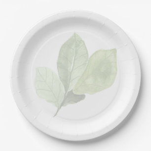 Pratos de Folhas de Aquarela Verde