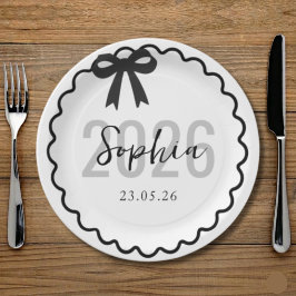 Pratos de Formatura Chic Black Bow Turma de 2026