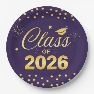 Pratos de Formatura da Turma de 2026 Purple Gold