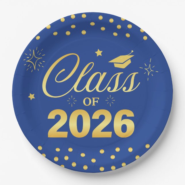 Pratos de Formatura Navy Gold Classe de 2026 (Frente)