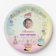Pratos de Foto de Aniversário de Bebê Menino com P